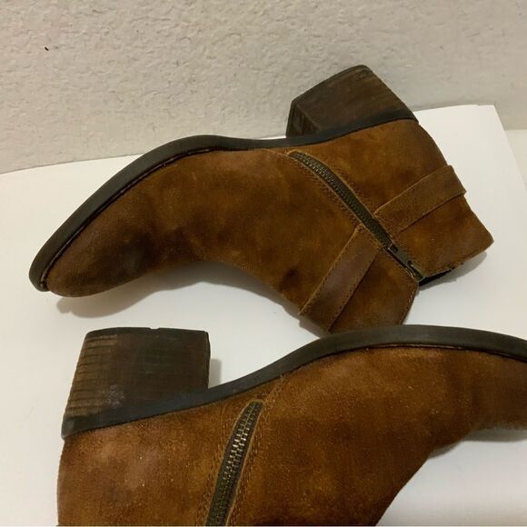 Born ankle boots brown leather side zip accent buckle 9.5 - Picture 4 of 16
